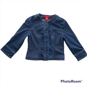 Anne Klein A-Line Jean Denim Jacket Women's Size 4 detailed stitching.